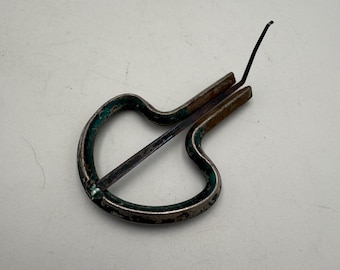 Vintage Metal Jaw Harp Mouth Harp 2 Inch Small Folk Musical Instrument Green Paint Rustic Collectible
