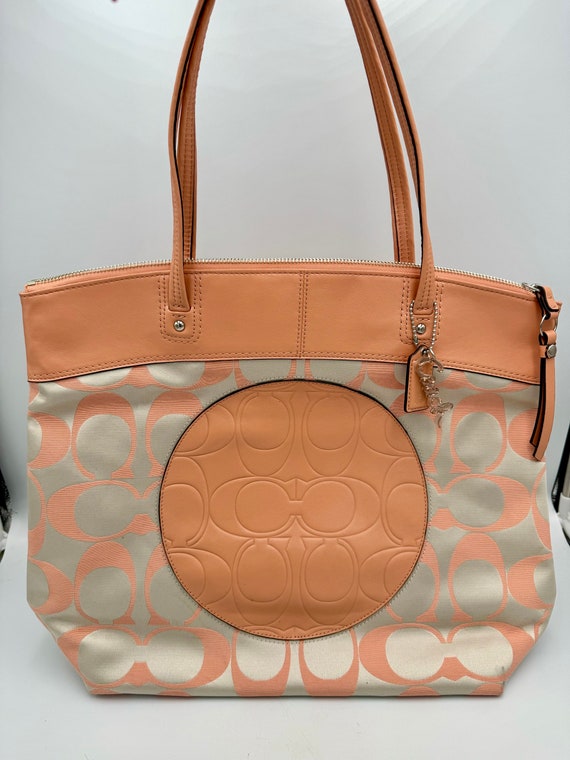 Vintage COACH Tote Bag - Light Khaki/Peach LAURA S