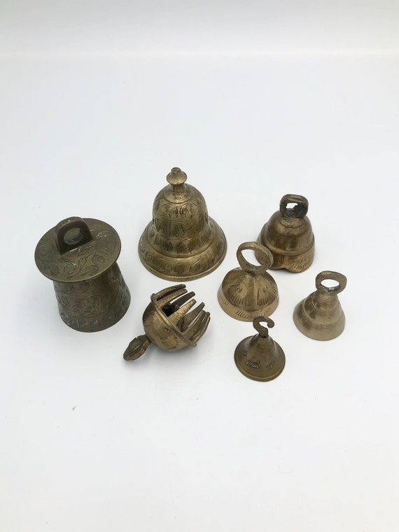 Vintage Choice of Brass Bells Set Engraved Meditation Prayer Temple Bells  Elephant Claw Collectible one Does Not Have a Clapper 