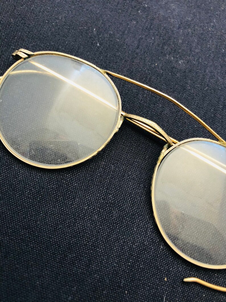 Vintage Shuron Hibo Wire Rimmed Spectacles 12K Gold Filled Curved Earpieces image 3