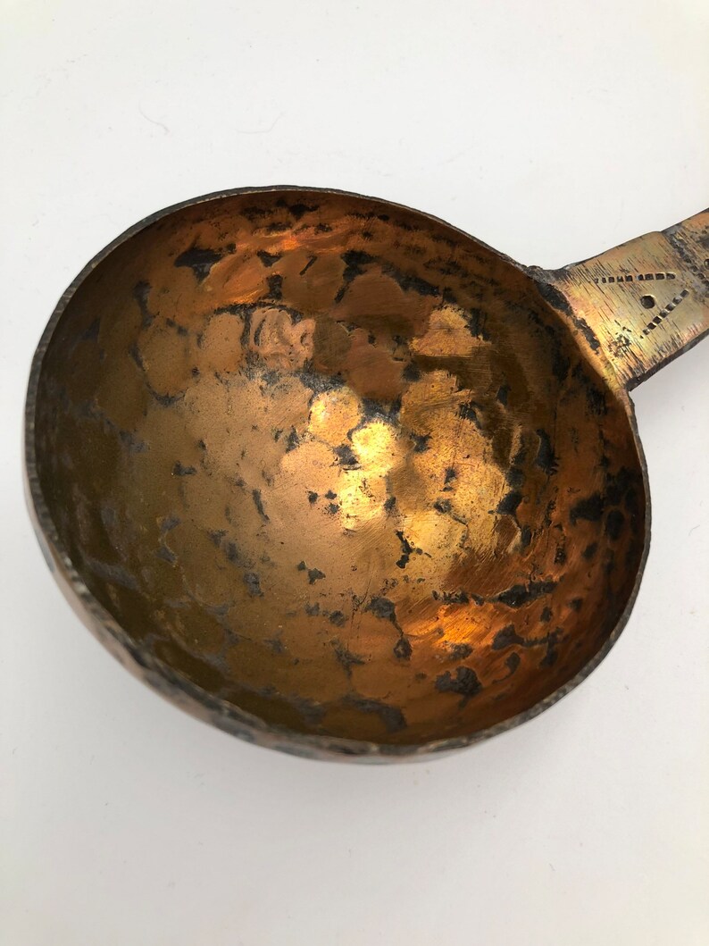 Vintage Copper Ladle Hammered Copper Scoop Textured Handle Etsy