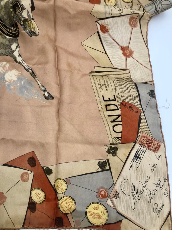 Vintage Pierre Baccara Silk Scarf Le Grand Courie… - image 6