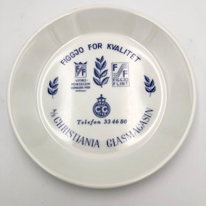 Vintage HARD to FIND Figgjo Flint Advertising Plate Christiania Glasmagasin Department Store