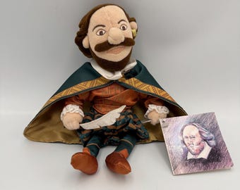 Vintage Shakespeare Doll - 9-1/2" Tall Plush Collectible Doll - Creation Station Famous Be'an Collectible