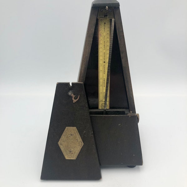 Antique Metronome de Maelzel Paquet - Dark Walnut Finish - Works but MISSING Pendulum Weight