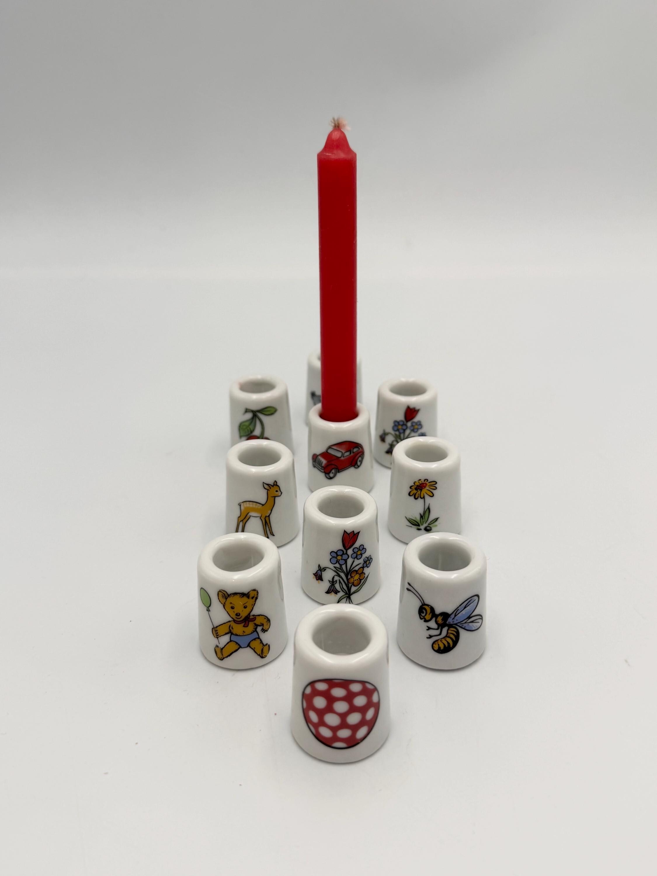 ヴィンテージ ミニキャンドルホルダー 10個セット - 磁器 - Aulo