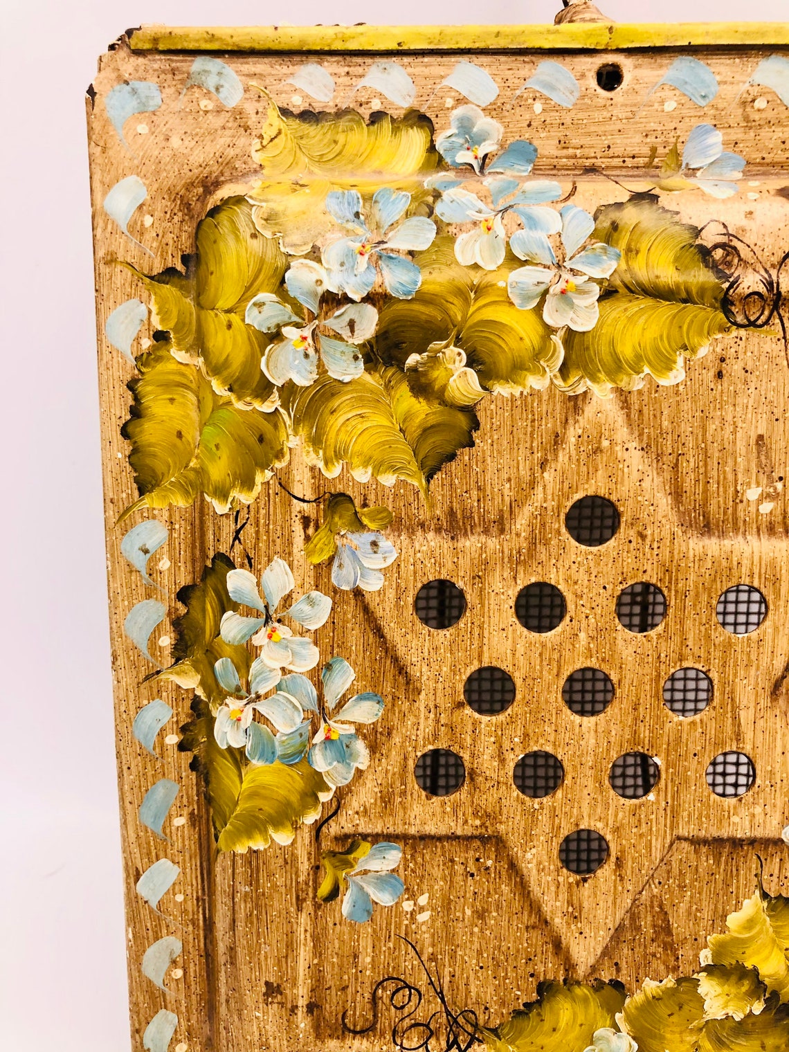 Vintage Upcycled Tole Painted Wire Fireplace Popcorn Popper Etsy