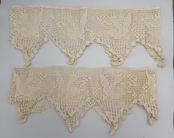 Vintage Set of 2 Crocheted Trim Pieces - Possibly for Pillow Cases, Shirt Hems, Lampshade Trim - Accents for Vintage Decor - See Item Detail