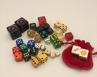 Lot de dés de jeu - Pièces de jeu - Grande variété - Casino, Jeux de rôle, Bakélite, Huile de coquillage, Lucite, Independent Truck Co