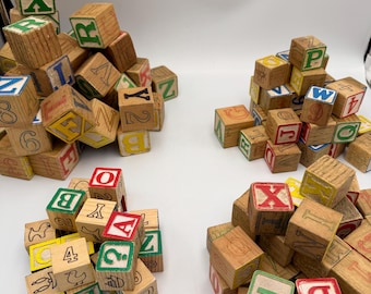 Vintage Choice of Sets of Alphabet Wooden Colorful Building Blocks - Baby Toddler Childrens Toys