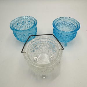 1点選択 - ヴィンテージプレスガラスボウル - つまようじホルダー / ミニ大釜 / 塩入れマスター