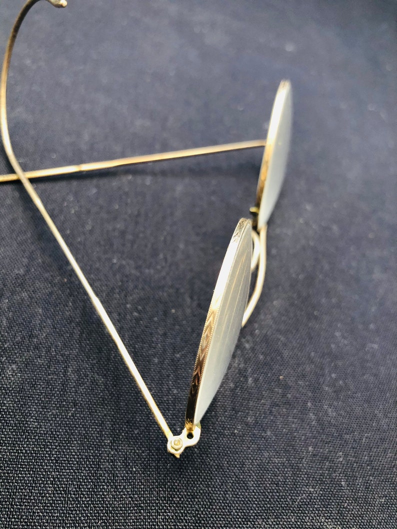 Vintage Shuron Hibo Wire Rimmed Spectacles 12K Gold Filled Curved Earpieces image 6