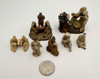Vintage Choice of Asian Mudmen - Bonsai Zen Suiseki Garden Figurines - Variety Available - See Description for Details