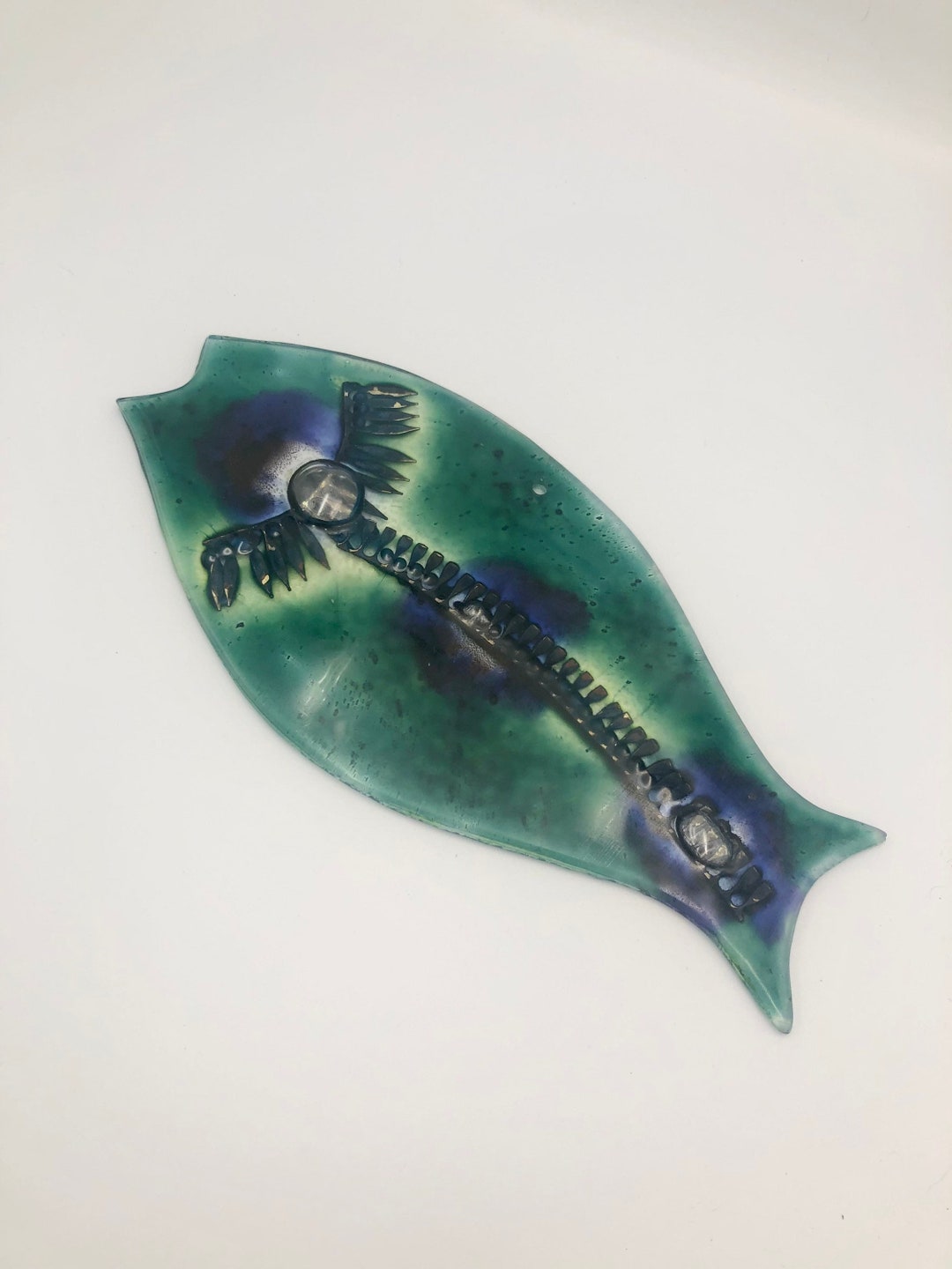 Vintage Fused Glass Fish Wall Art Ocean Fisherman Angler Beach Etsy
