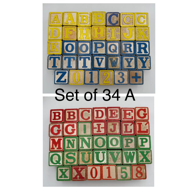 Vintage Choice of Sets of Alphabet Wooden Colorful Building Blocks ...