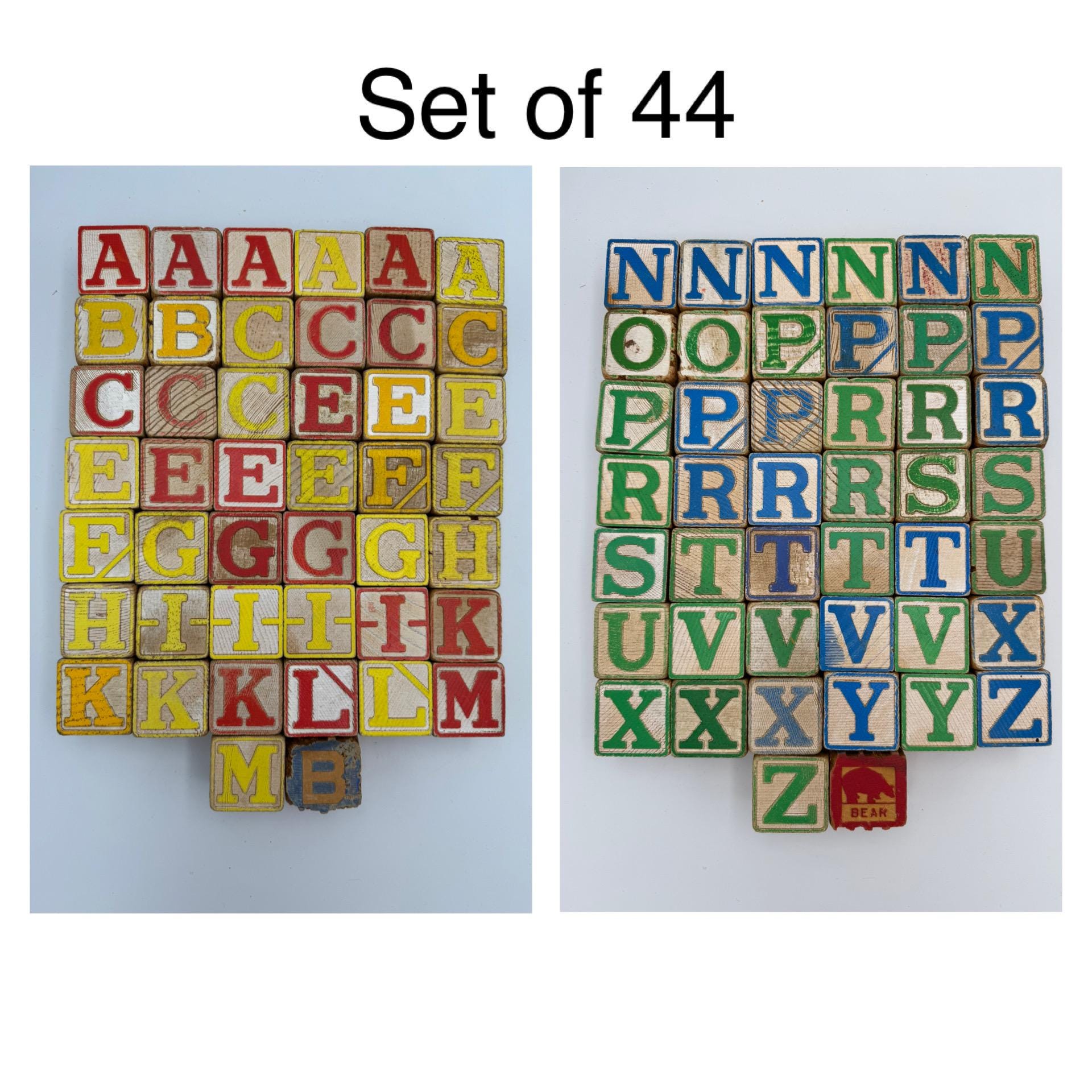 Vintage Choice of Sets of Alphabet Wooden Colorful Building Blocks ...
