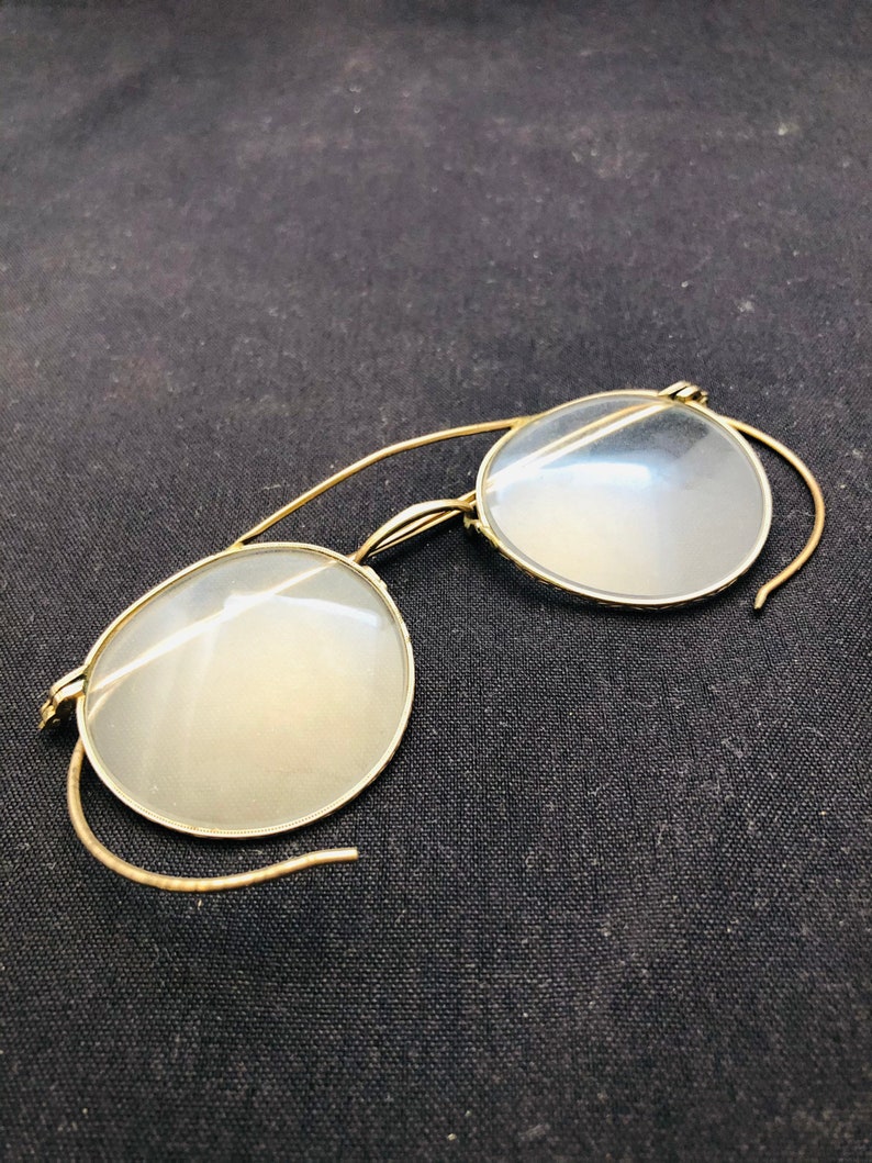 Vintage Shuron Hibo Wire Rimmed Spectacles 12K Gold Filled Curved Earpieces image 2