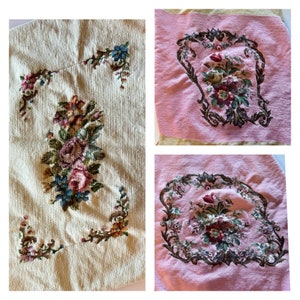 Vintage Choice of Needlepoint Petit Point Chair Bench Coverings - Victorian Flowers