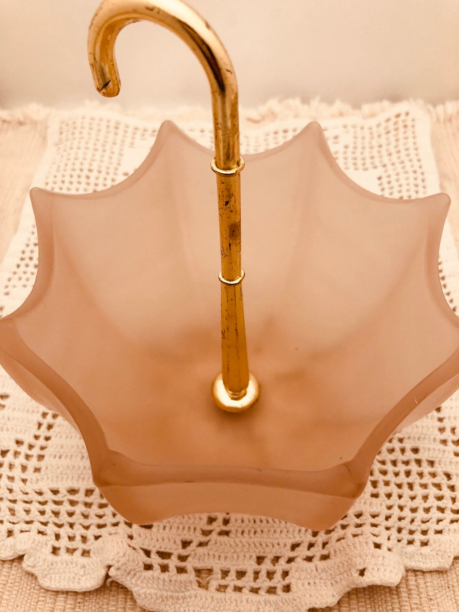 Vintage Candy Dish Umbrella Fenton Pink Satin Frosted Glass Etsy