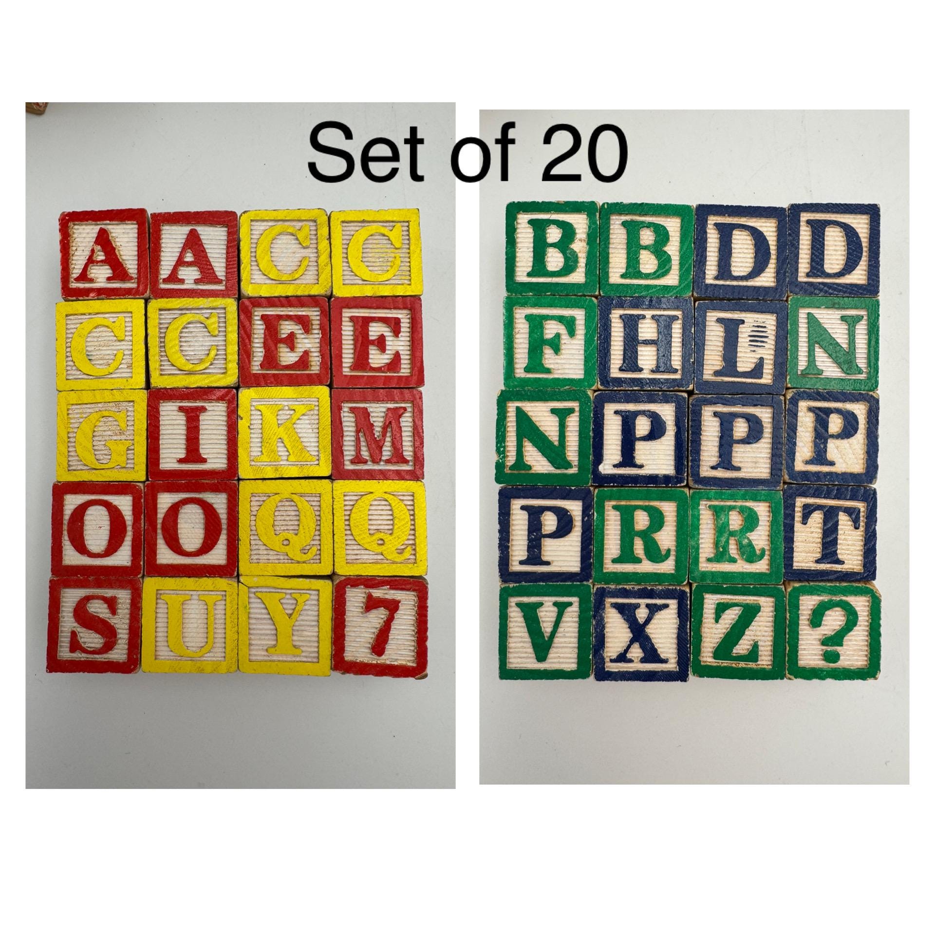 Vintage Choice of Sets of Alphabet Wooden Colorful Building Blocks