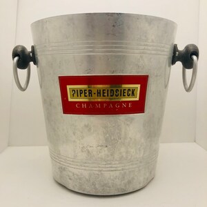 Vintage Champagne Bucket Piper Heidsieck Aluminum with Handles Wine Ice