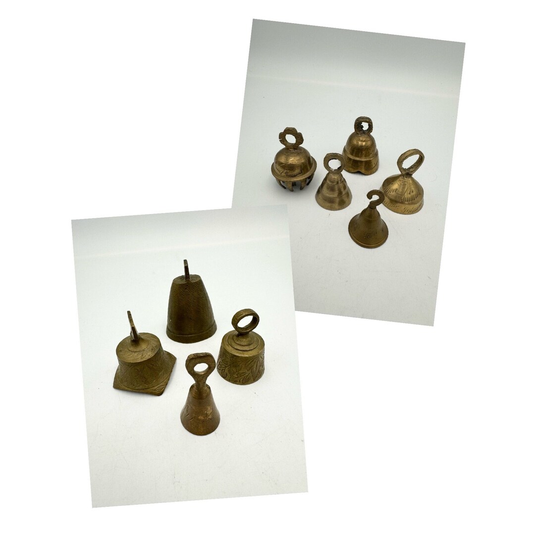 Vintage Choice of Sets of Brass Bells - Engraved Meditation Prayer ...