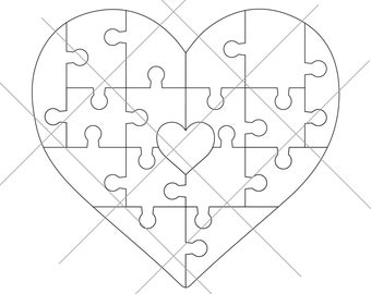 Puzzle Heart Pattern Etsy