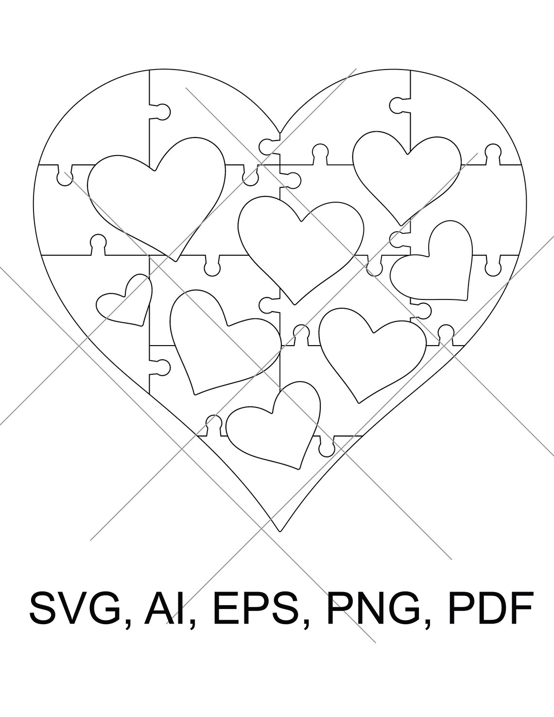 Download Heart Puzzle SVG Multiple Hearts for Valentines Laser Cut ...