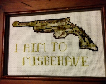 I Aim to Misbehave Cross Stitch Pattern (Firefly)