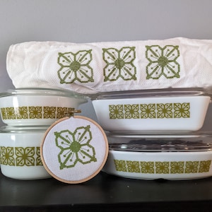 Pyrex Inspired Square Flowers Cross Stitch Pattern