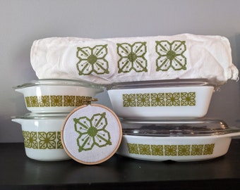 Pyrex Inspired Square Flowers Cross Stitch Pattern