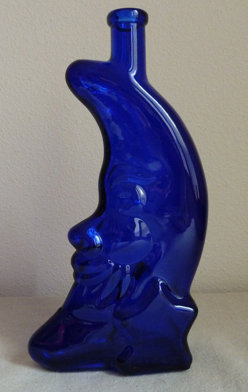 Blue Moon Glass Wine Bottle Coblat Blue Moon Cobalt Blue Glass Etsy
