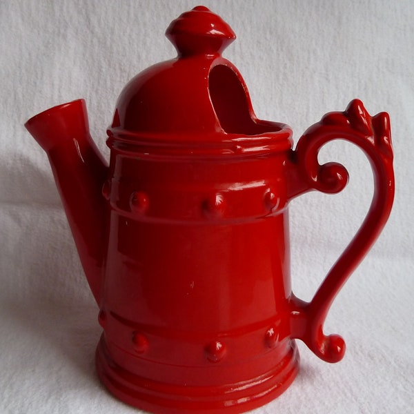 Red watering can, pitcher, Japan 1950s