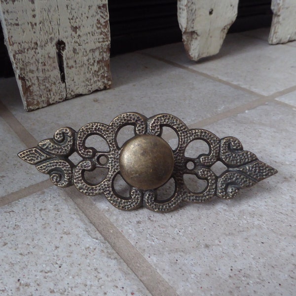 Antique Brass Drawer Pulls With Plate Etsy
