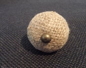Brown Round Natural JUTE BURLAP Knob Shabby Chic Cabinet Handle Drawer Pull - Rustic Beach Nautical Romantic Country Decor