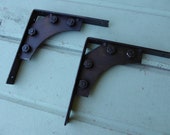 Set of 2 NUT BOLT Plate Shelf Brackets 6 x 6 Cast Iron Rustic Industrial Fixer upper DIY Wall Decor Corner Trims - steampunk Home Decor