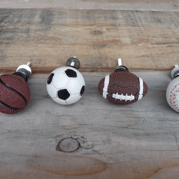 Choose - SPORTS KNOB - Baseball Football Basketball Soccer - Cabinet Drawer Pull - Boys Room knobs Decor