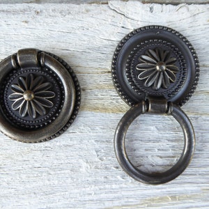 Oil Rubbed Bronze Metal Ornate Ring Drawer Pull Knob Handle Vintage Inspired Old World Hardware DIY Project
