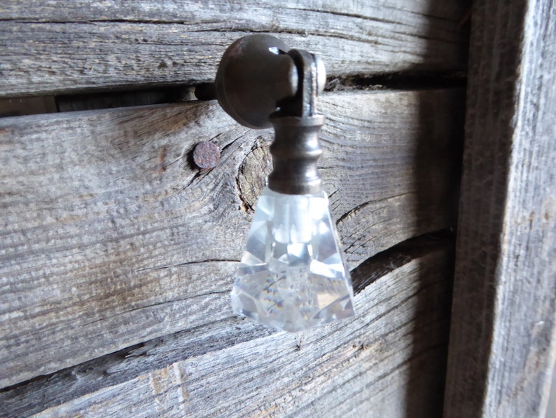 Antique Brass Glass Teardrop Tear Drop Drawer Pull Knob Etsy