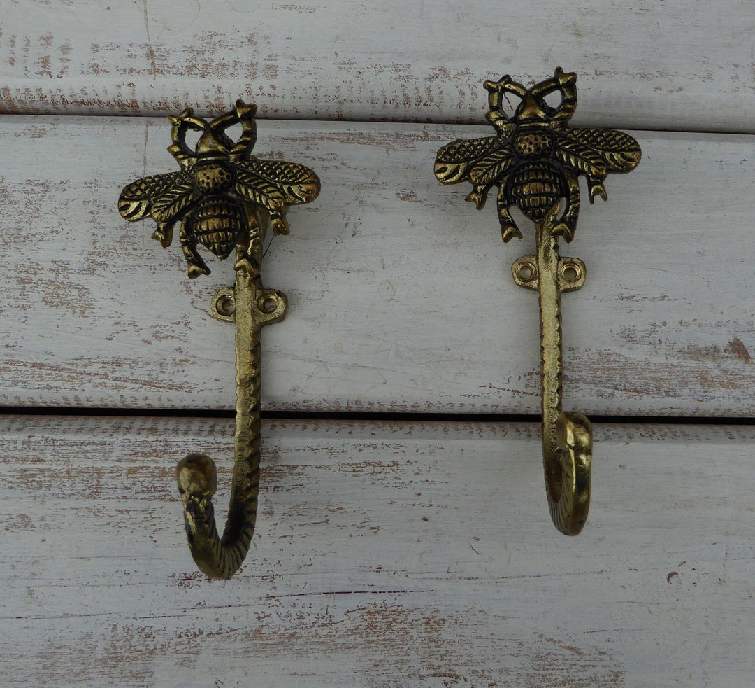 Rustic Antique Gold BEE Wall Hook Metal Nature Outdoors Etsy