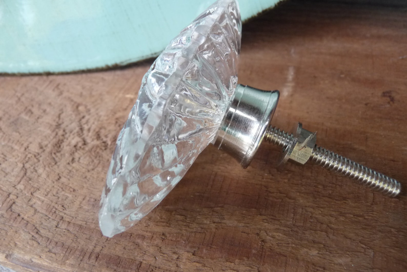 Clear Oval SCALLOPED CUT Crystal Glass Knob Drawer Pull Etsy