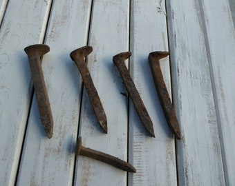 Vintage Railroad Spikes Lot of 5 Rusty Hooks DIY Crafts Industrial Farmhouse Home Decor Authentic R/R Spikes