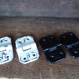 Set of 2 White or Black Metal Door Cabinet Ornate Small HINGE Decorative Hardware ~ Old World French Country Boho DIY Project