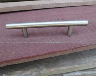 Silver Nickel Simple Sleek Tube Metal Handle Drawer Pull Urban Modern Industrial DIY Hardware Project