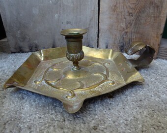 Vintage Brass Hexagon Candle Stick Candle Holder Chamberstick Old World Vintage Ornate