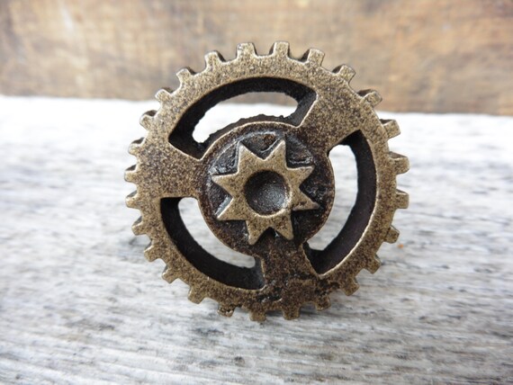 Building Hardware Metal Gear Plate Drawer Pull Knob Industrial