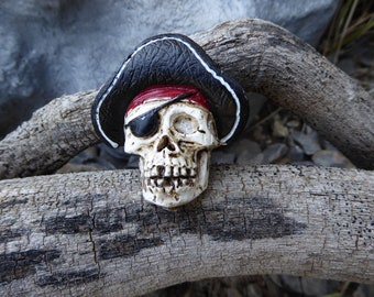 Arrrgh! Pirate Skull Drawer Pull Knob - Eye Patch Pirate Black Hat High Seas Home Decor