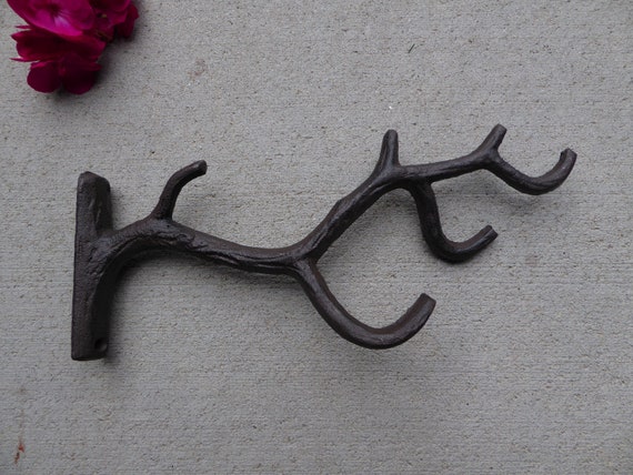 Rustic Tree Branch Large Wall Hook Woodland Nature Cast Iron Metal