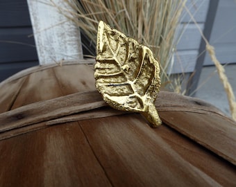 Bright Metallic GOLD LEAF Metal Knob Drawer Pull Nature Elegant Romantic Country DIY Home Decor