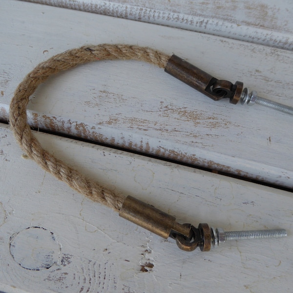 Rope Jute Metal HANDLE Drawer Pull ~ Decor Handle Nautical Western rope Knob ~ Rustic Farmhouse Shabby Chic